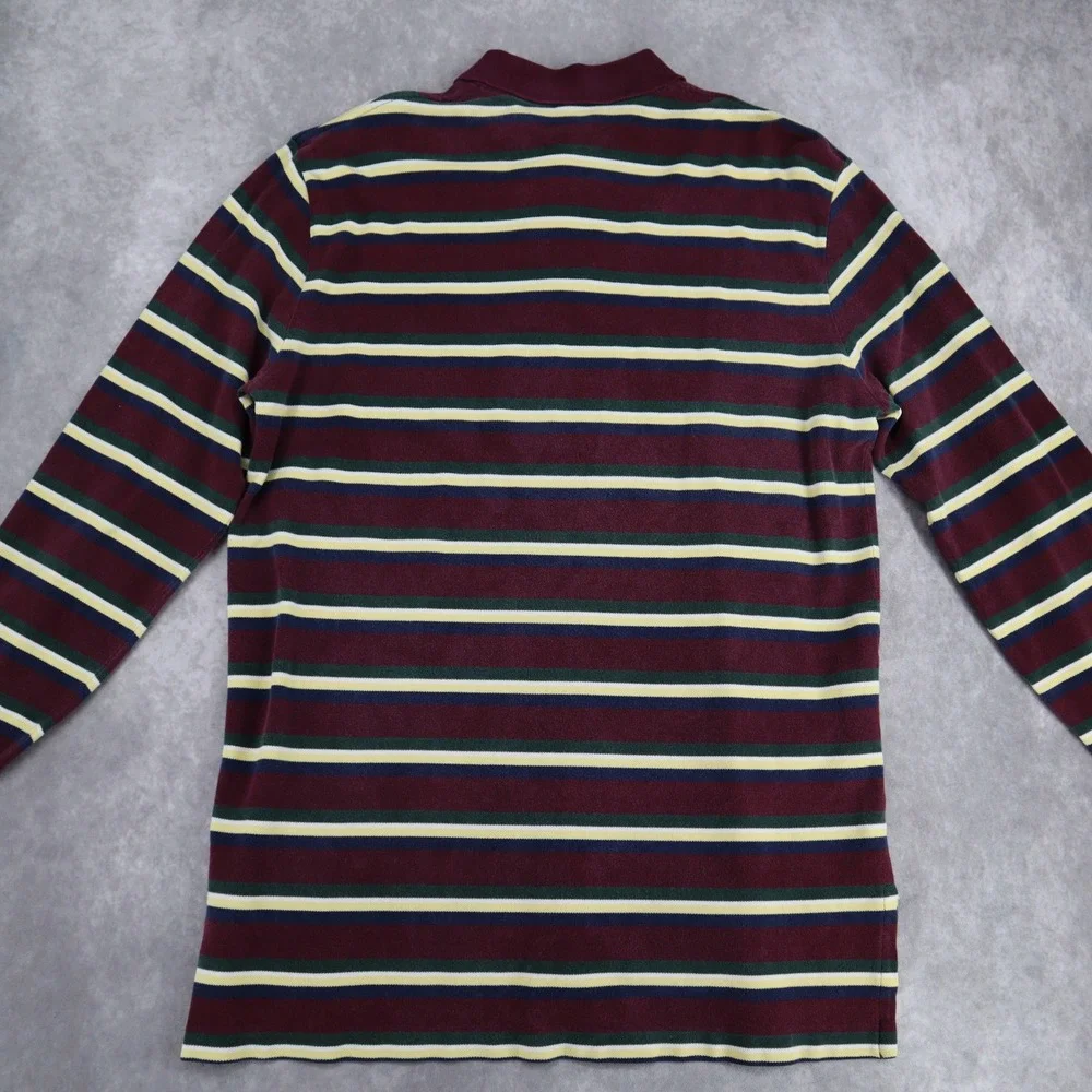 Vintage Polo Ralph Lauren Long Sleeve Striped Rugby Polo Shirt Mens M Preppy 90s